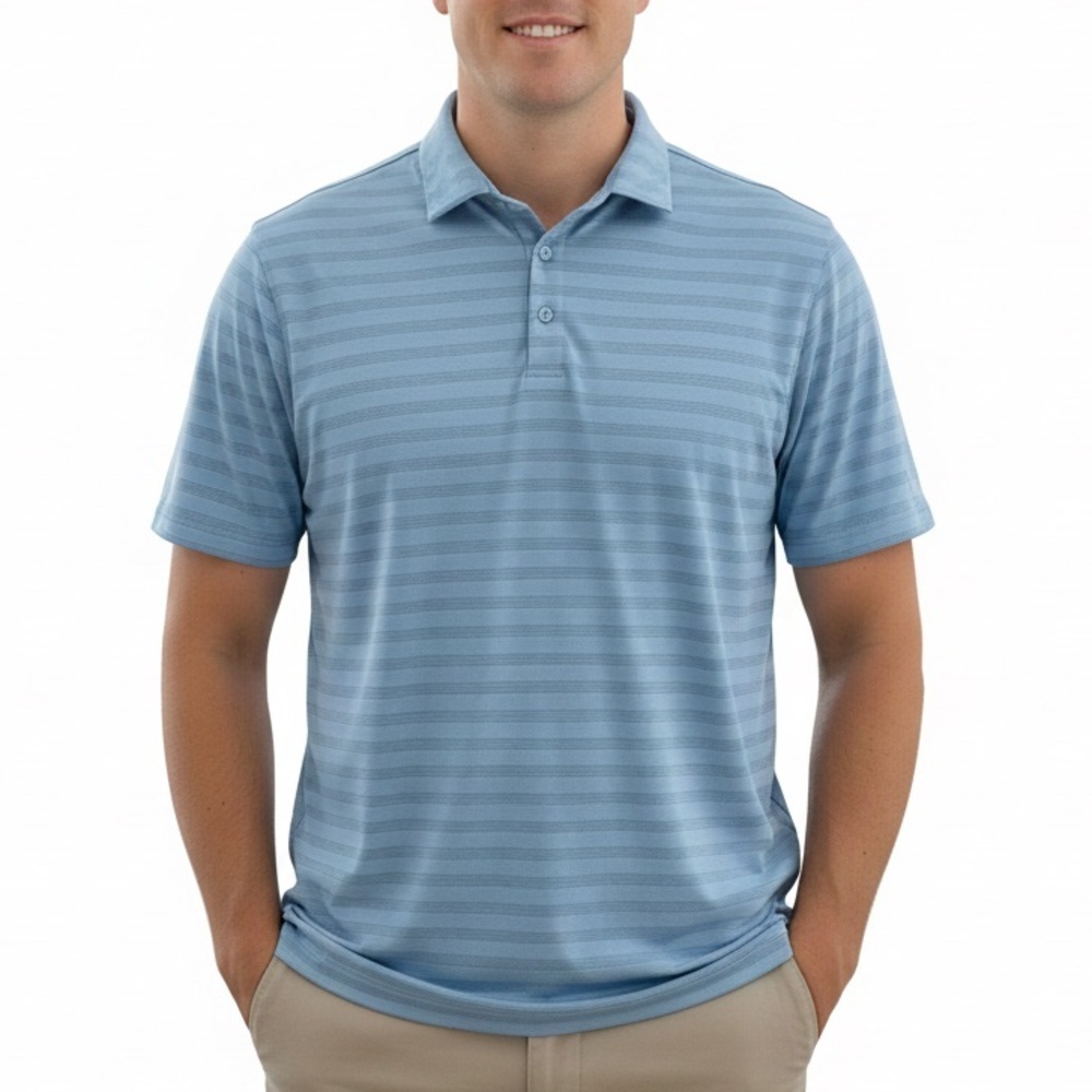 Walter Hagen Light Blue Golf Striped Polo Shirt Size Large